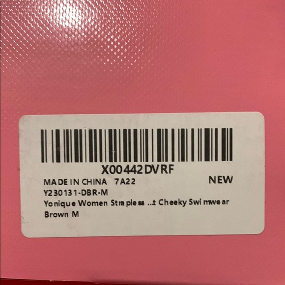 Yonique Strapless One Piece Swimsuit Tummy Control Cheeky Swimwear (Brown) - Picture 15 of 17